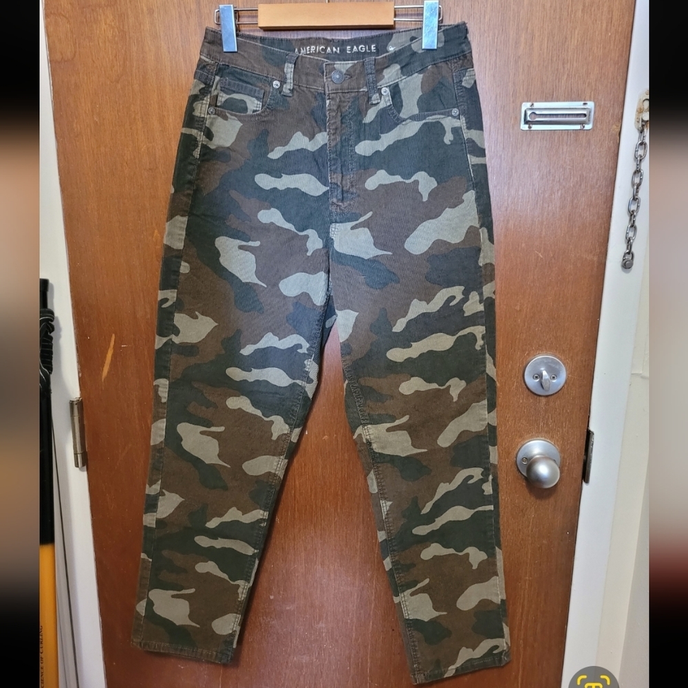 NWOT American Eagle Mom Corduroy Camo Jeans